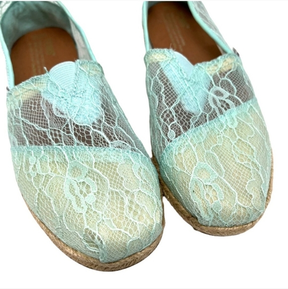 NWOT Toms Aqua Lace Alpargata Classic Slip On Espadrille Shoes - Picture 1 of 13